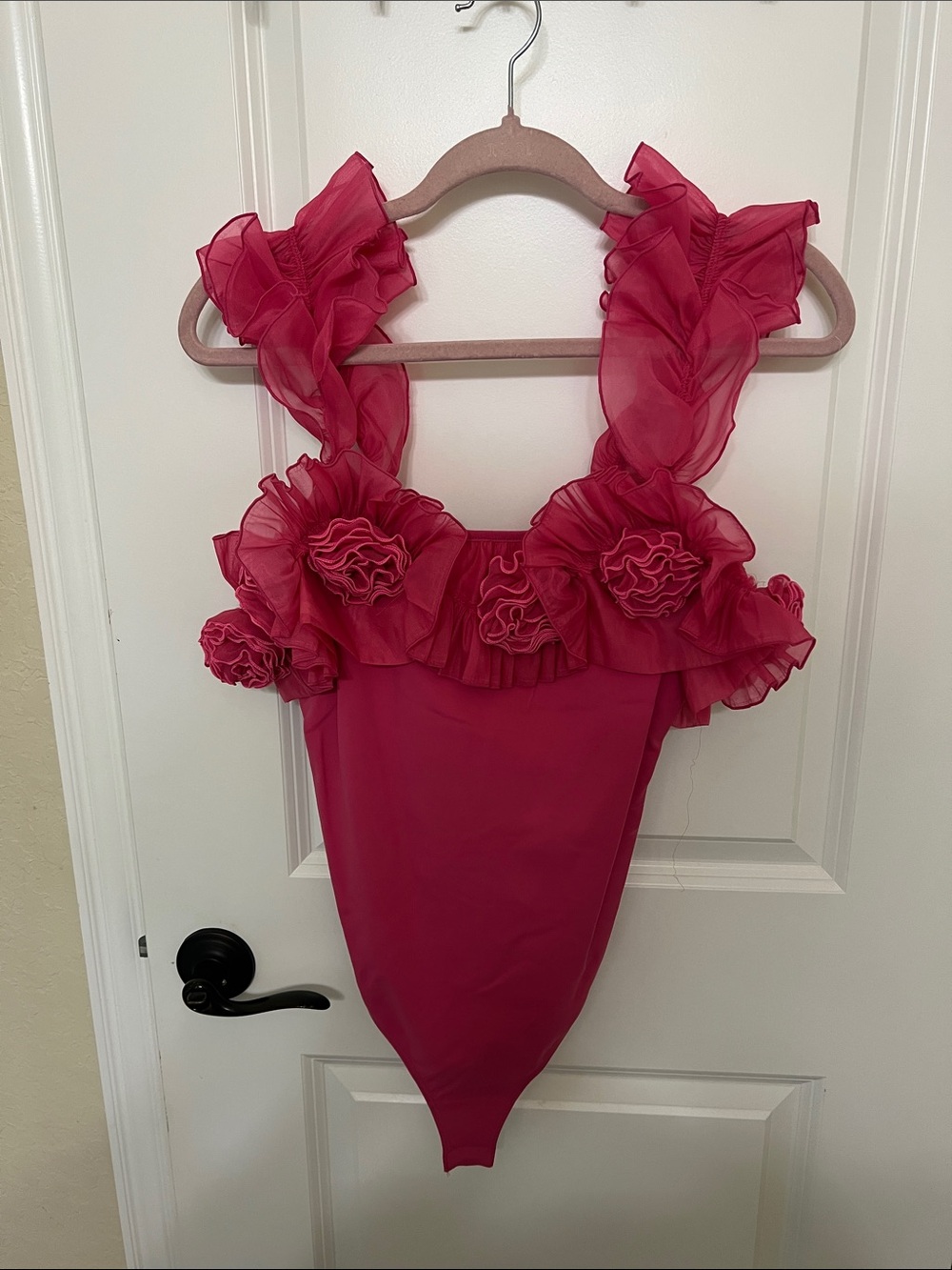 Free People Raspberry Sorbet Ruffle-Trim Bodysuit